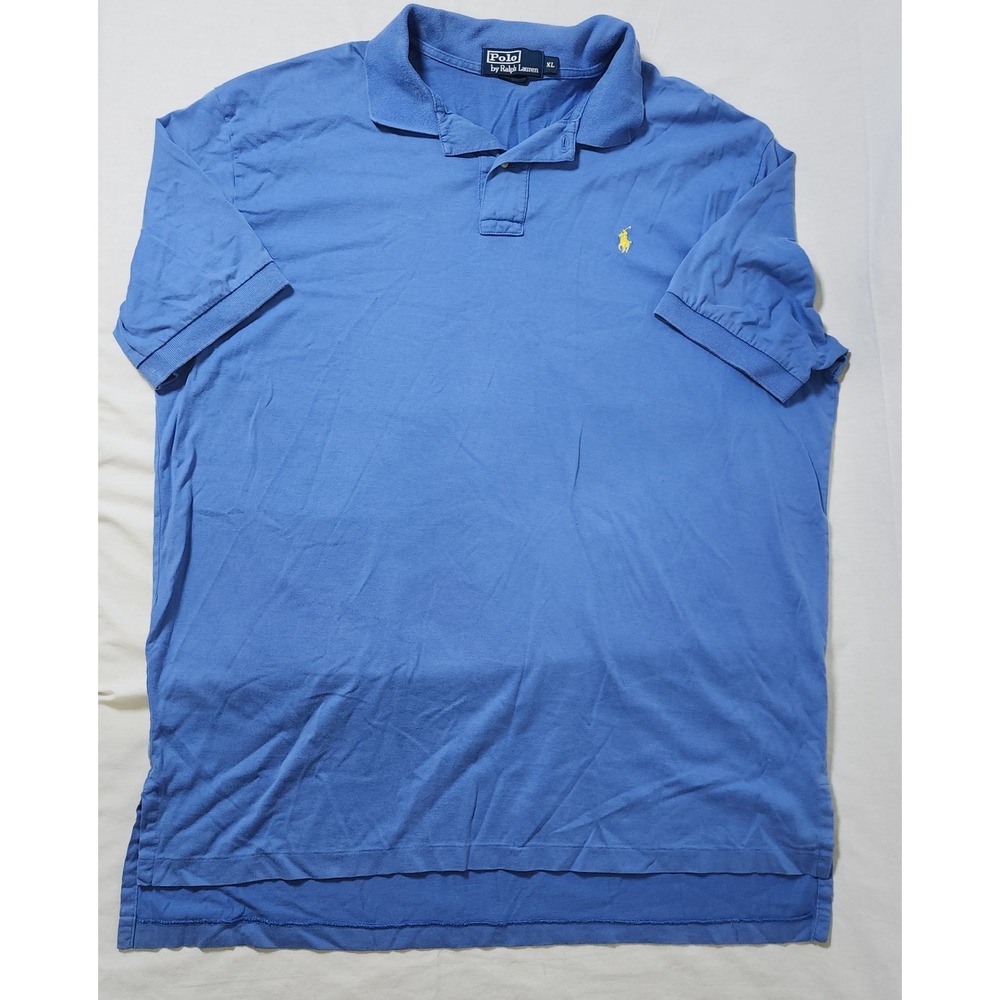 Ralph Lauren Light Blue Polo Yellow Pony Men's Short Sleeve Shirt XL Preppy